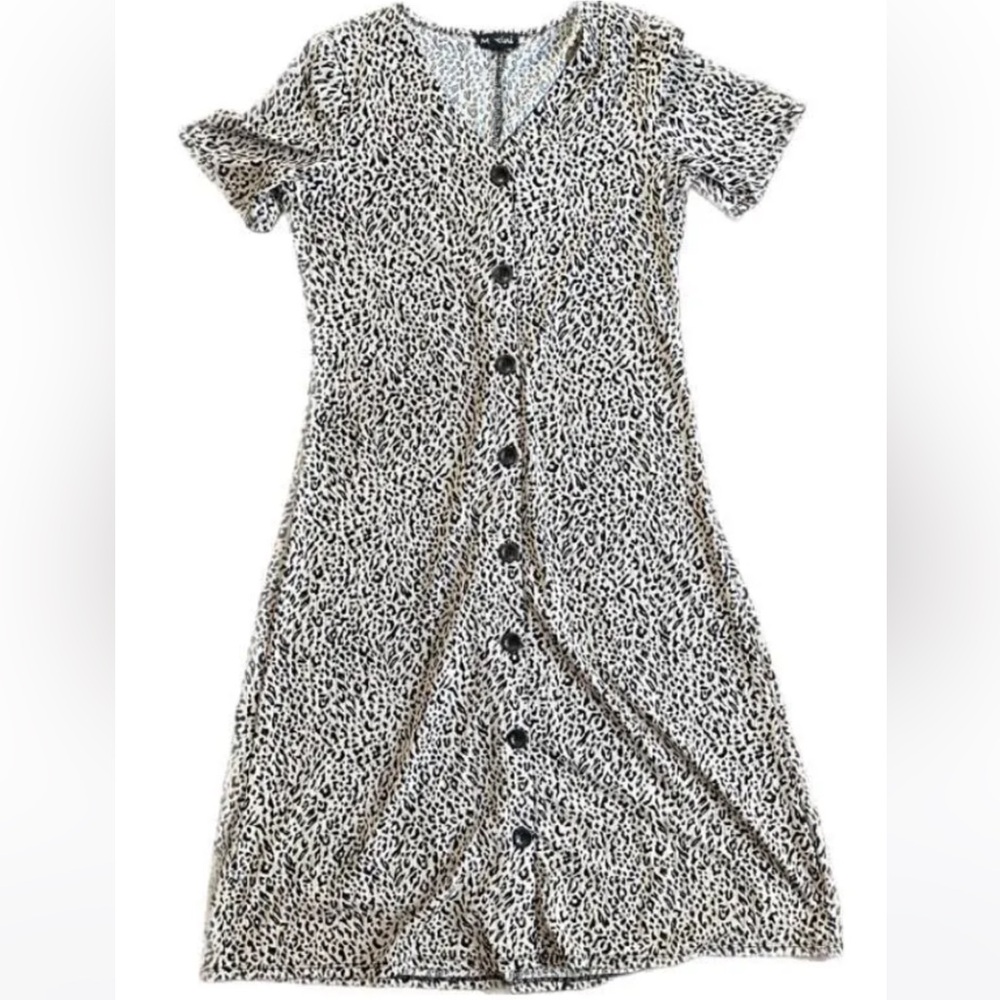 Messini Animal Print (Tan & Black) Midi Dress (S)
